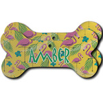 Pink Flamingo Ceramic Dog Ornament - Front & Back w/ Monogram