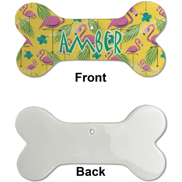 Pink Flamingo Ceramic Flat Ornament - Bone Front & Back Single Print (APPROVAL)