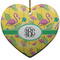 Pink Flamingo Heart Ceramic Ornament w/ Monogram