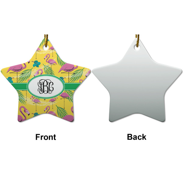 Pink Flamingo Ceramic Flat Ornament - Star Front & Back (APPROVAL)