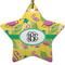 Pink Flamingo Star Ceramic Ornament w/ Monogram