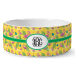 Pink Flamingo Ceramic Dog Bowl (Personalized)
