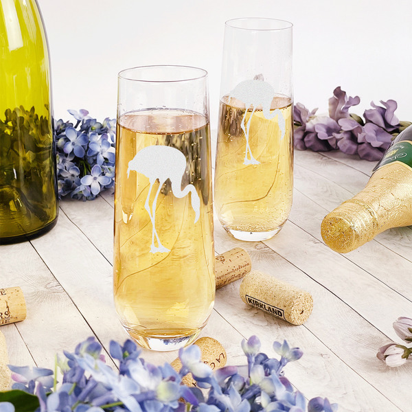 Pink Flamingo Champagne Flute - Single - In Context