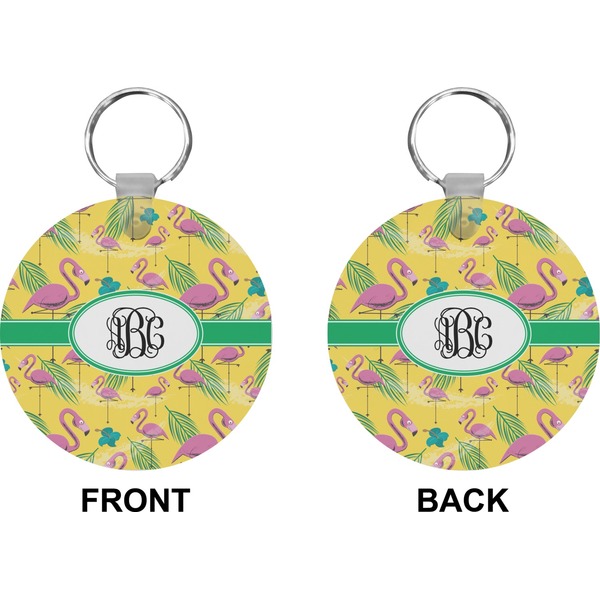 Pink Flamingo Circle Keychain (Front + Back)