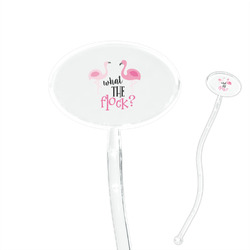 Pink Flamingo 7" Oval Plastic Stir Sticks - Clear