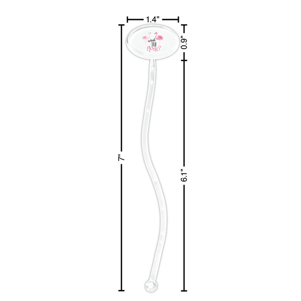 Pink Flamingo Clear Plastic 7" Stir Stick - Oval - Dimensions