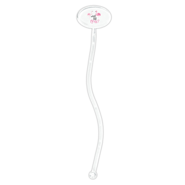 Pink Flamingo Clear Plastic 7" Stir Stick - Oval - Single Stick