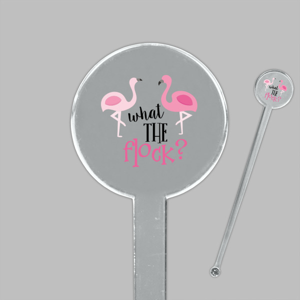 Pink Flamingo Clear Plastic 7" Stir Stick - Round - Closeup