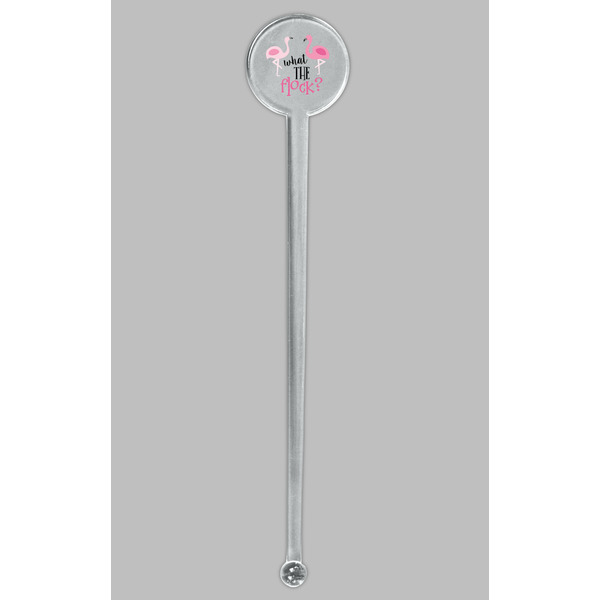 Pink Flamingo Clear Plastic 7" Stir Stick - Round - Single Stick