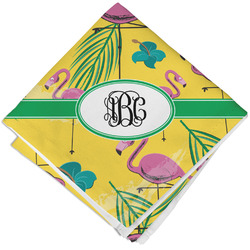 Pink Flamingo Cloth Cocktail Napkin - Single w/ Monogram