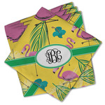 Pink Flamingo Cloth Cocktail Napkins - Set of 4 w/ Monogram