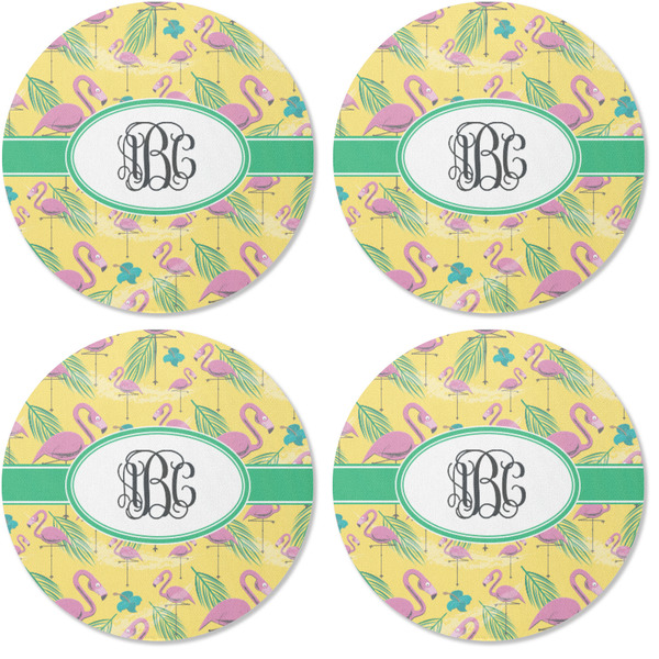 Pink Flamingo Coaster Round Rubber Back - Apvl