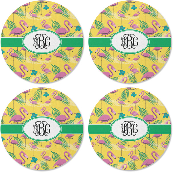 Pink Flamingo Coaster Round Rubber Back - Apvl