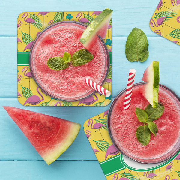 Pink Flamingo Coaster Set - LIFESTYLE
