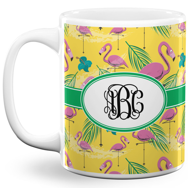 Custom Pink Flamingo 11 Oz Coffee Mug - White (Personalized)