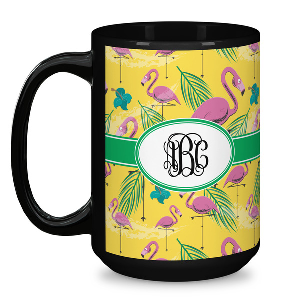 Pink Flamingo Coffee Mug - 15 oz - Black