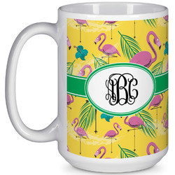 Pink Flamingo 15 Oz Coffee Mug - White (Personalized)