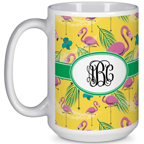 Custom Pink Flamingo 15 Oz Coffee Mug - White (Personalized)