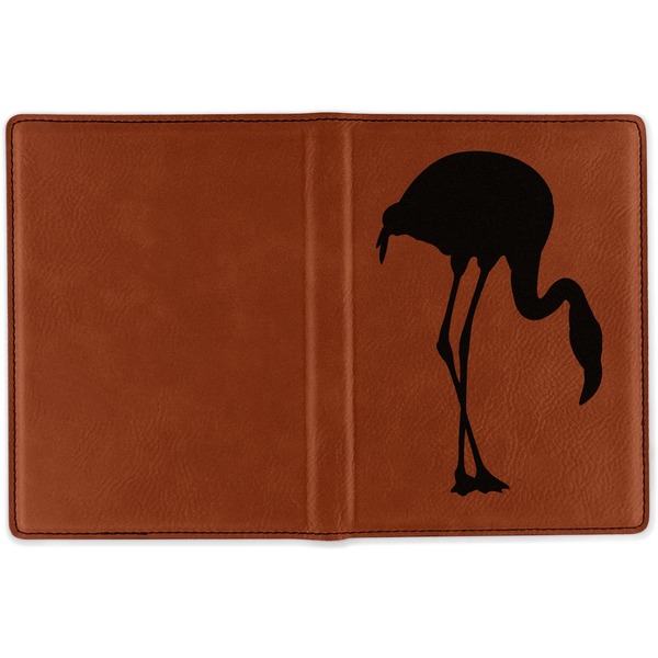 Pink Flamingo Cognac Leather Passport Holder Outside Single Sided - Apvl