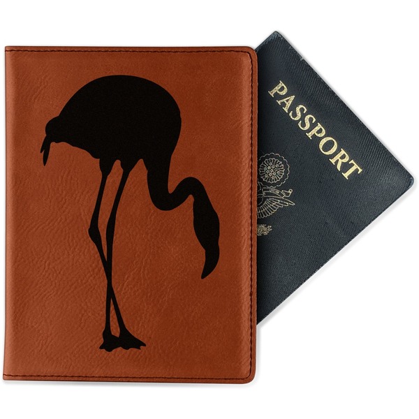Custom Pink Flamingo Passport Holder - Faux Leather - Single Sided