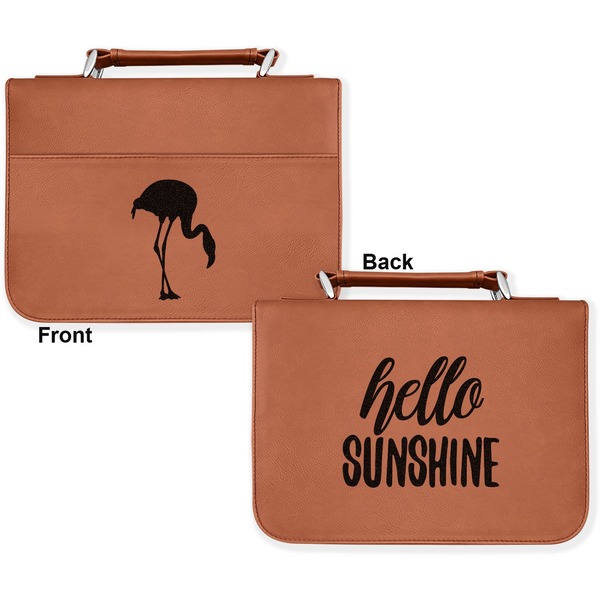 Pink Flamingo Cognac Leatherette Bible Covers - Large Double Sided Apvl