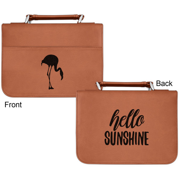 Pink Flamingo Cognac Leatherette Bible Covers - Small Double Sided Apvl