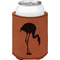 Pink Flamingo Cognac Leatherette Can Sleeve - Single Front