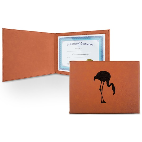 Custom Pink Flamingo Leatherette Certificate Holder - Front