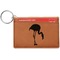 Pink Flamingo Cognac Leatherette Keychain ID Holders - Front Credit Card