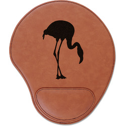 Pink Flamingo Leatherette Mouse Pad with Wrist Support (Personalized)