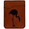 Pink Flamingo Cognac Leatherette Phone Wallet close up