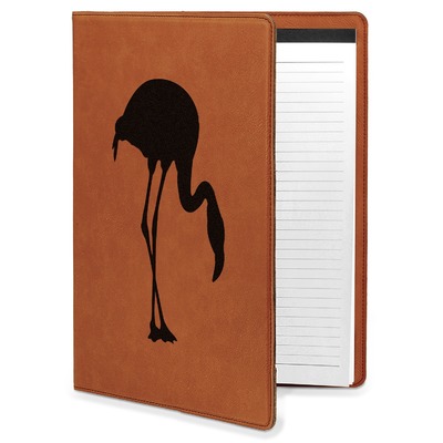 Pink Flamingo Leatherette Portfolio with Notepad (Personalized)