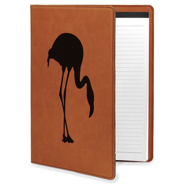 Custom Pink Flamingo Leatherette Portfolio with Notepad - Large - Single Sided