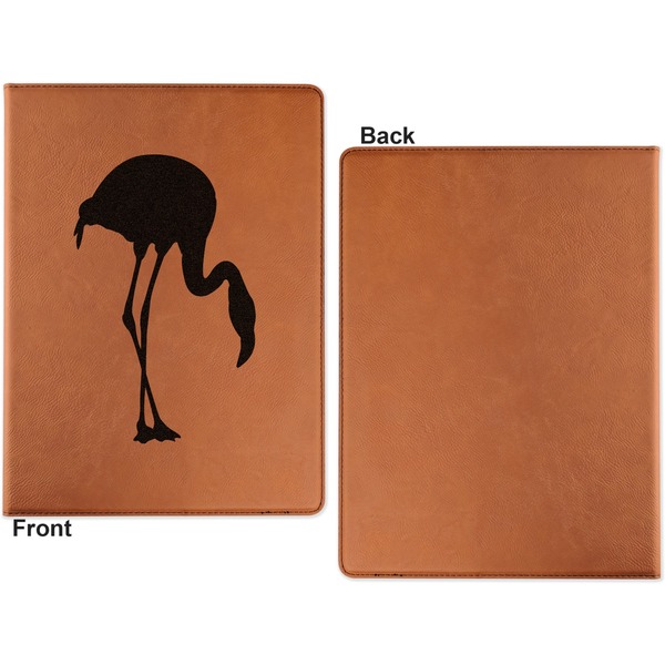 Pink Flamingo Cognac Leatherette Portfolios with Notepad - Large - Single Sided - Apvl