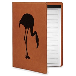 Pink Flamingo Leatherette Portfolio with Notepad - Small - Double Sided (Personalized)