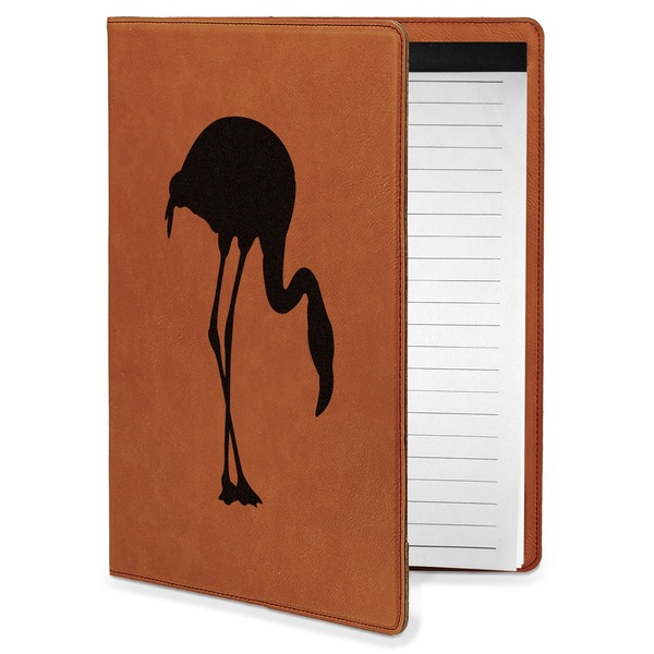 Custom Pink Flamingo Leatherette Portfolio with Notepad - Small - Double Sided