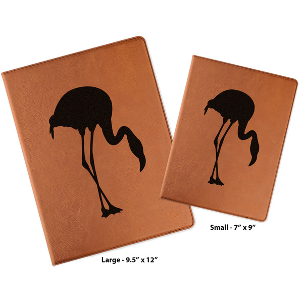 Pink Flamingo Cognac Leatherette Portfolios with Notepad - Compare Sizes