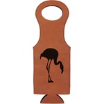 Pink Flamingo Leatherette Wine Tote - Double Sided