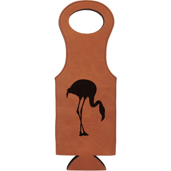 Custom Pink Flamingo Leatherette Wine Tote - Single Sided