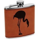 Pink Flamingo Leatherette Wrapped Stainless Steel Flask