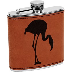 Pink Flamingo Leatherette Wrapped Stainless Steel Flask