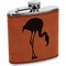 Pink Flamingo Cognac Leatherette Wrapped Stainless Steel Flask