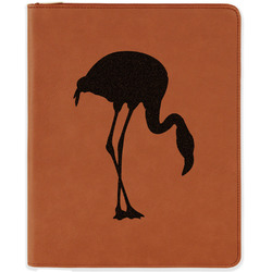 Pink Flamingo Leatherette Zipper Portfolio with Notepad - Double Sided
