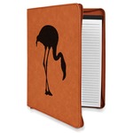Pink Flamingo Leatherette Zipper Portfolio with Notepad - Single Sided