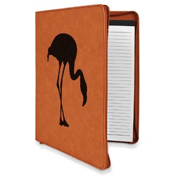 Pink Flamingo Leatherette Zipper Portfolio with Notepad