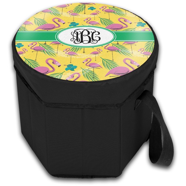 Pink Flamingo Collapsible Personalized Cooler & Seat (Closed)