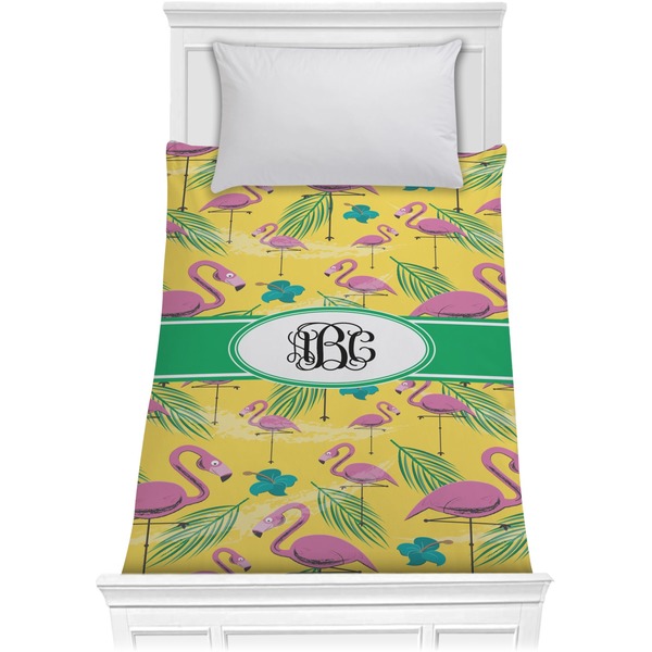 Custom Pink Flamingo Comforter - Twin (Personalized)