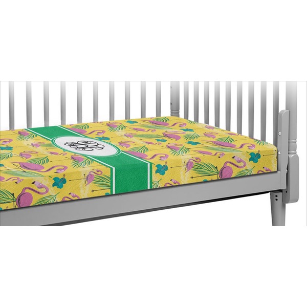 Custom Pink Flamingo Crib Fitted Sheet (Personalized)