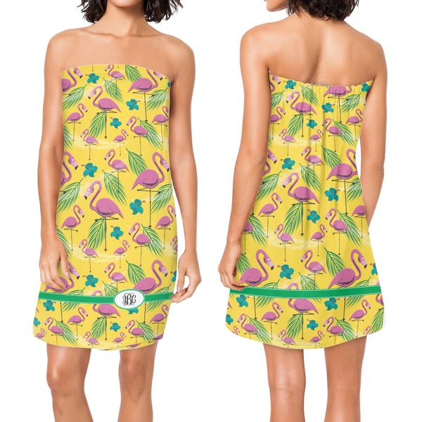 Pink Flamingo Custom Bath Wrap - Front & Back View