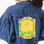 Pink Flamingo Twill Iron On Patch - Custom Shape - 3XL - Set of 4 (Personalized)